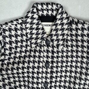 L'AGENCE Black and White Houndstooth Cropped Jacket